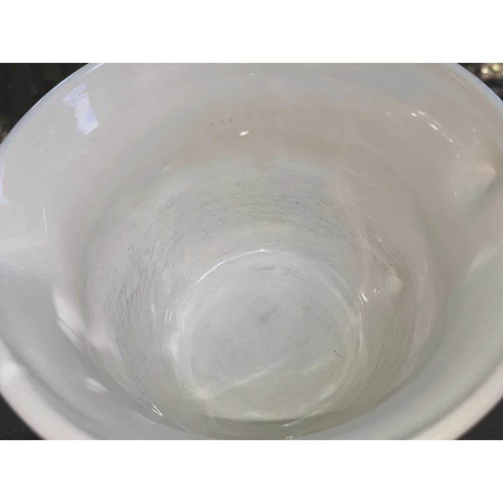 Longaberger Pottery Woven Traditions White Ceramic Batter Bowl with Handle